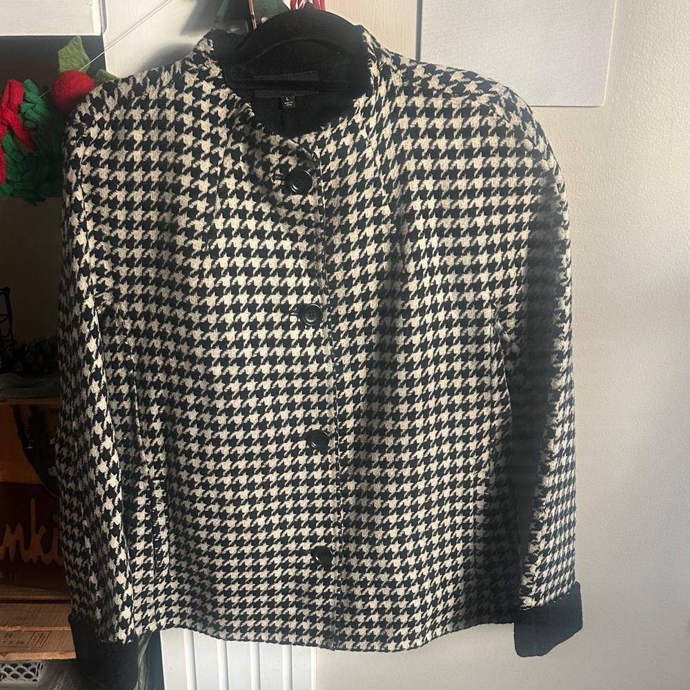 Women's Black and White Houndstooth Jacket